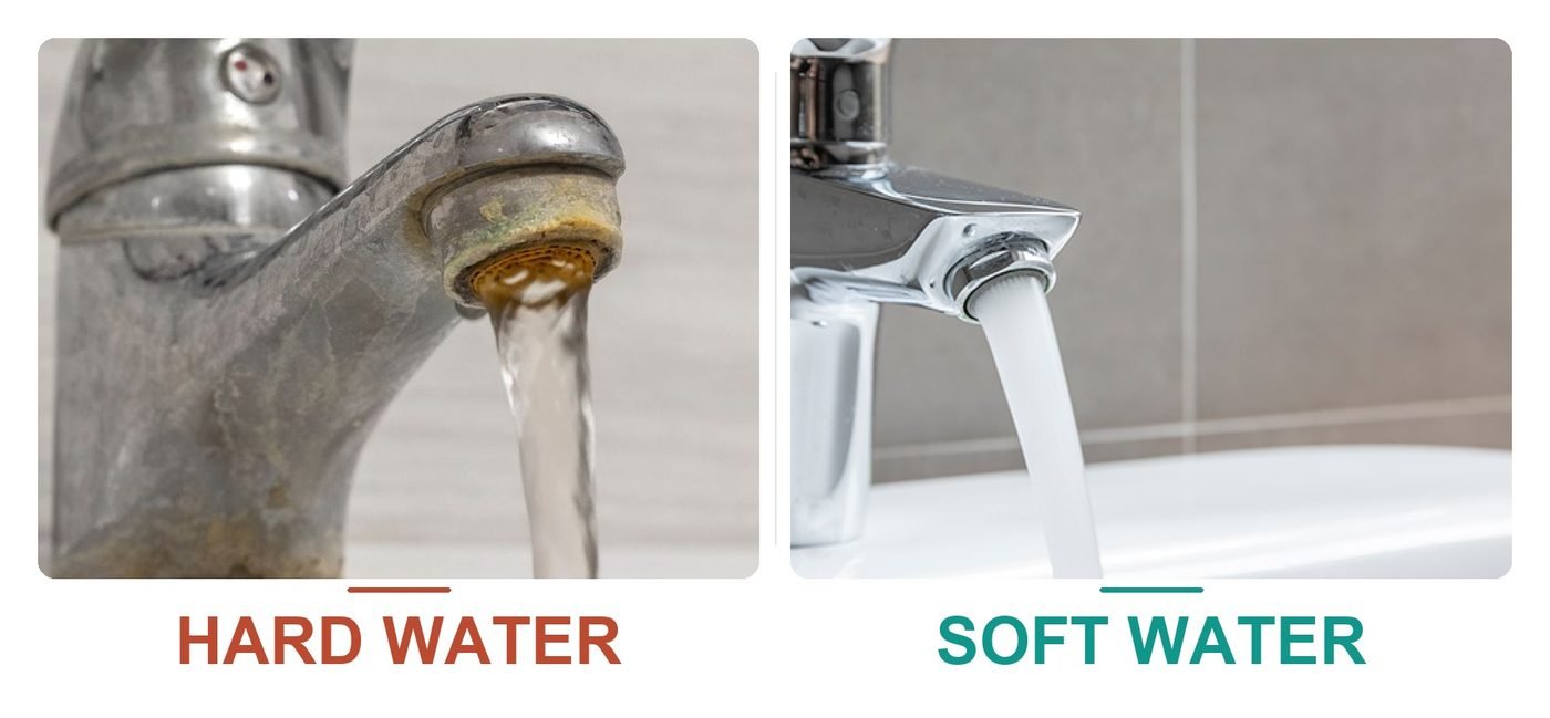 Hard water versus soft water — tap comparison